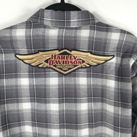 NWT HARLEY-DAVIDSON 120th Anniversary Retro Flannel Plaid Long Sleeve Shirt Sz S - Picture 6 of 16